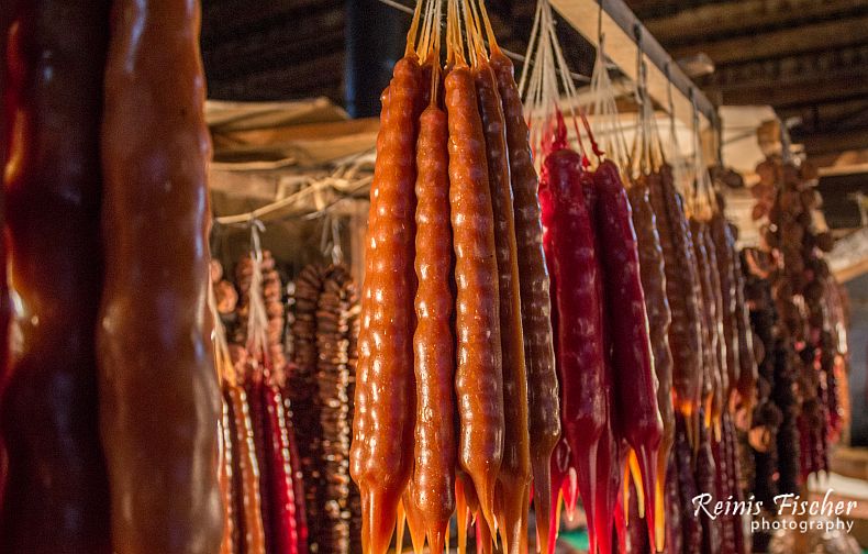 Georgian churchelas for sale at Telavi market