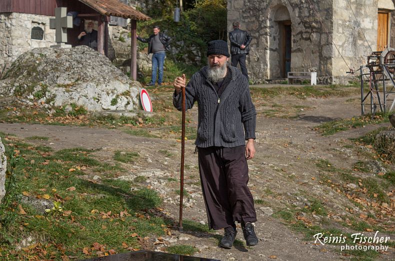 Monk at Katskhi pillar