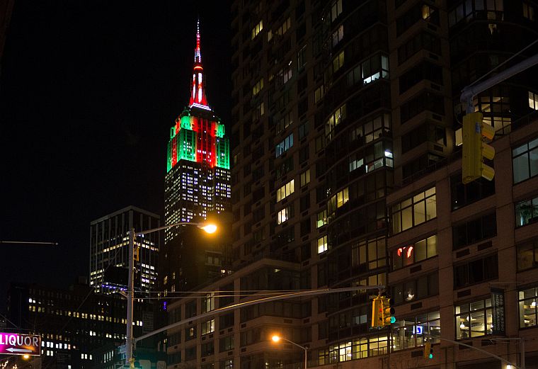 The Empire State building iluminated