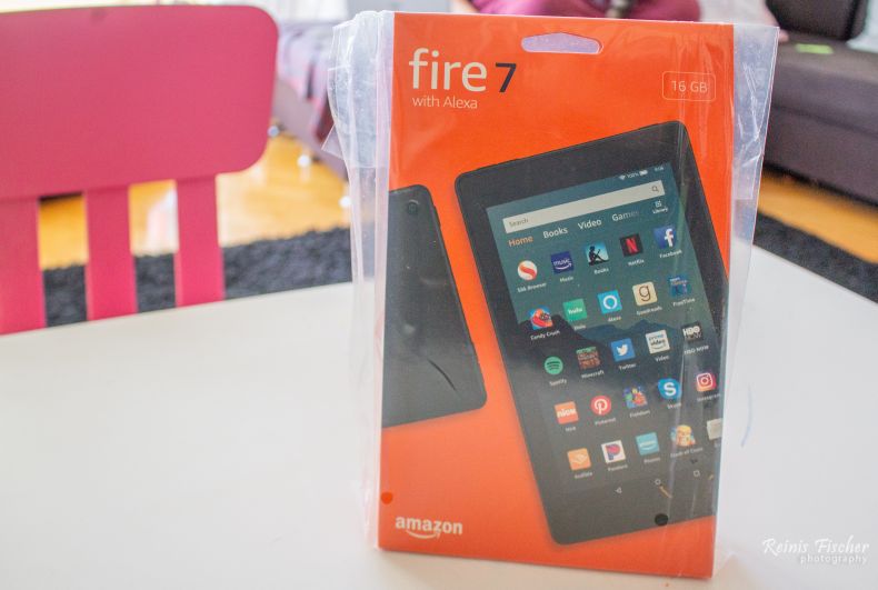 Fire 7 tablet in package