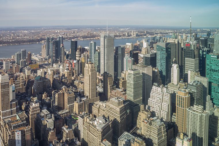 View to New York from Empire State building observation deck