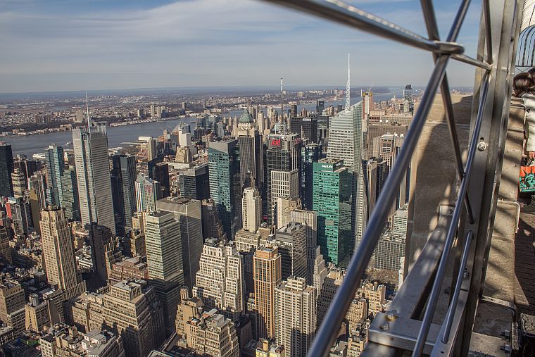 View to Manhattan from outer observation deck at the Empire State Building