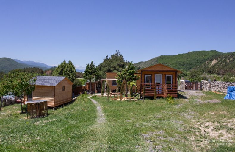 Wooden loghouses inside the monastery