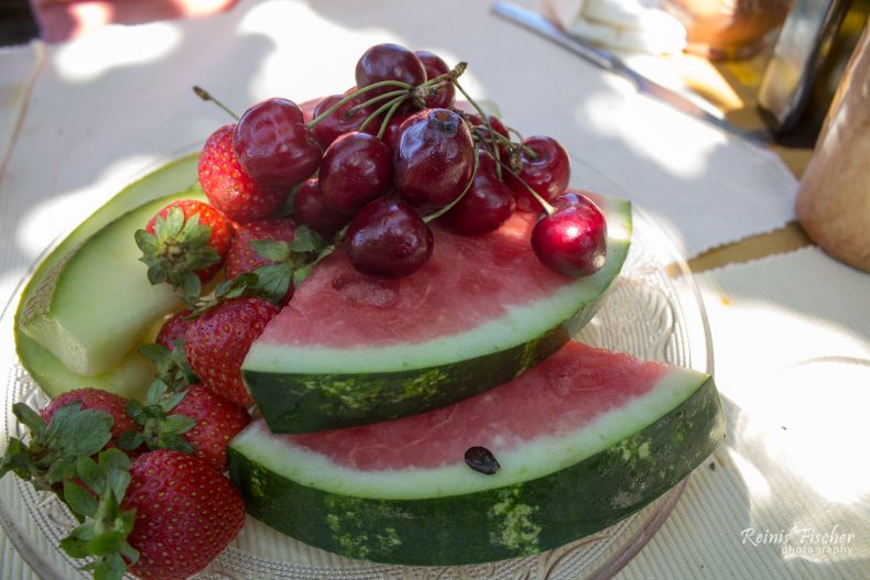 Free fruit plate at Gramvousa