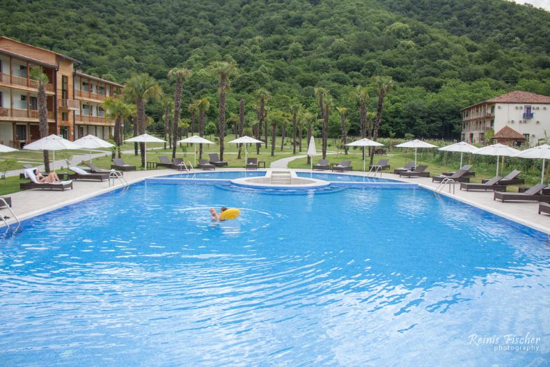 Outdoor heated swimming pool