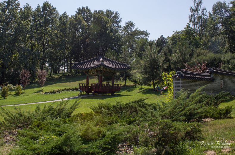 Chinese tea house located in the botanical garden