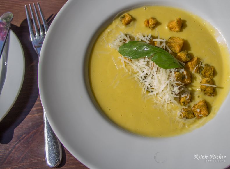 Cream soup at Piano restaurant