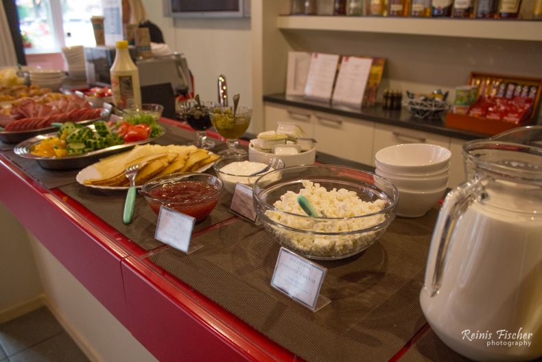 Breakfast at Autosole economy motel in Riga