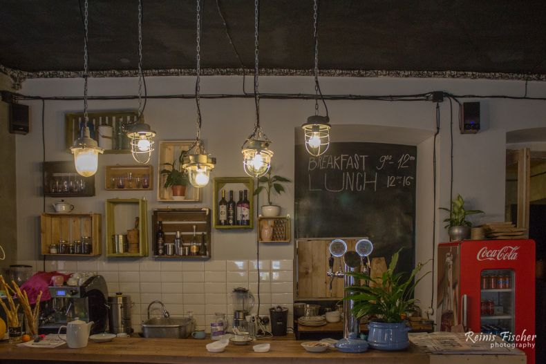 Hipster style interior at Hurma Cafe shop