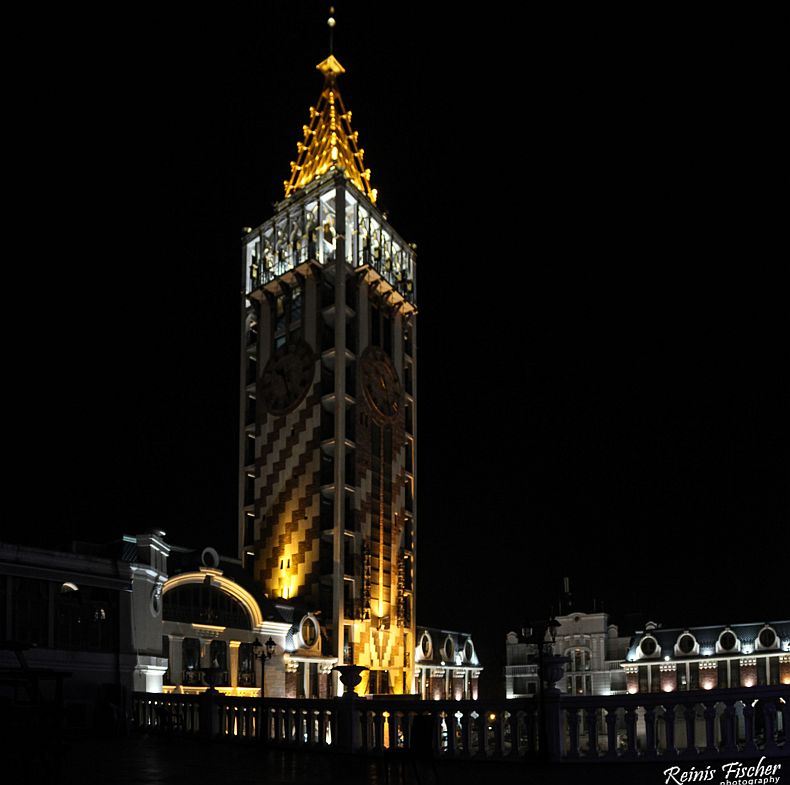 Clock tower at Piazza square in Batumi