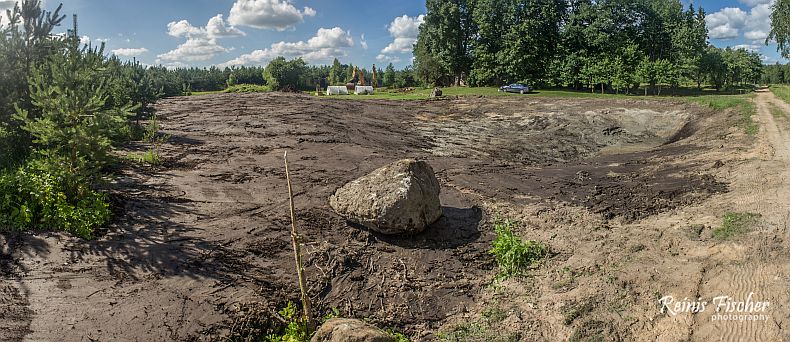 Panoramic photo of new pond