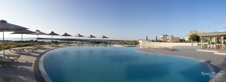 Outdoor pool at Kavos beach apartments